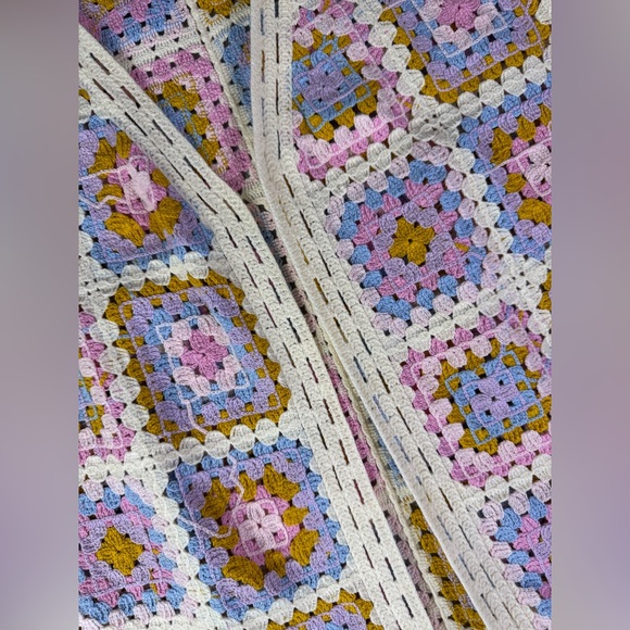 House of Harlow Sweater Vest OS‎ Womens Pastel Crochet Patchwork Grannycore 70s - Picture 6 of 10